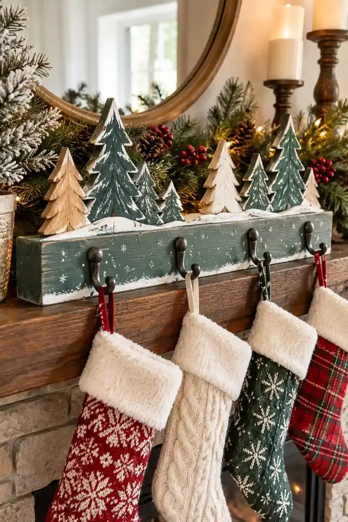 Painted wood stocking holder