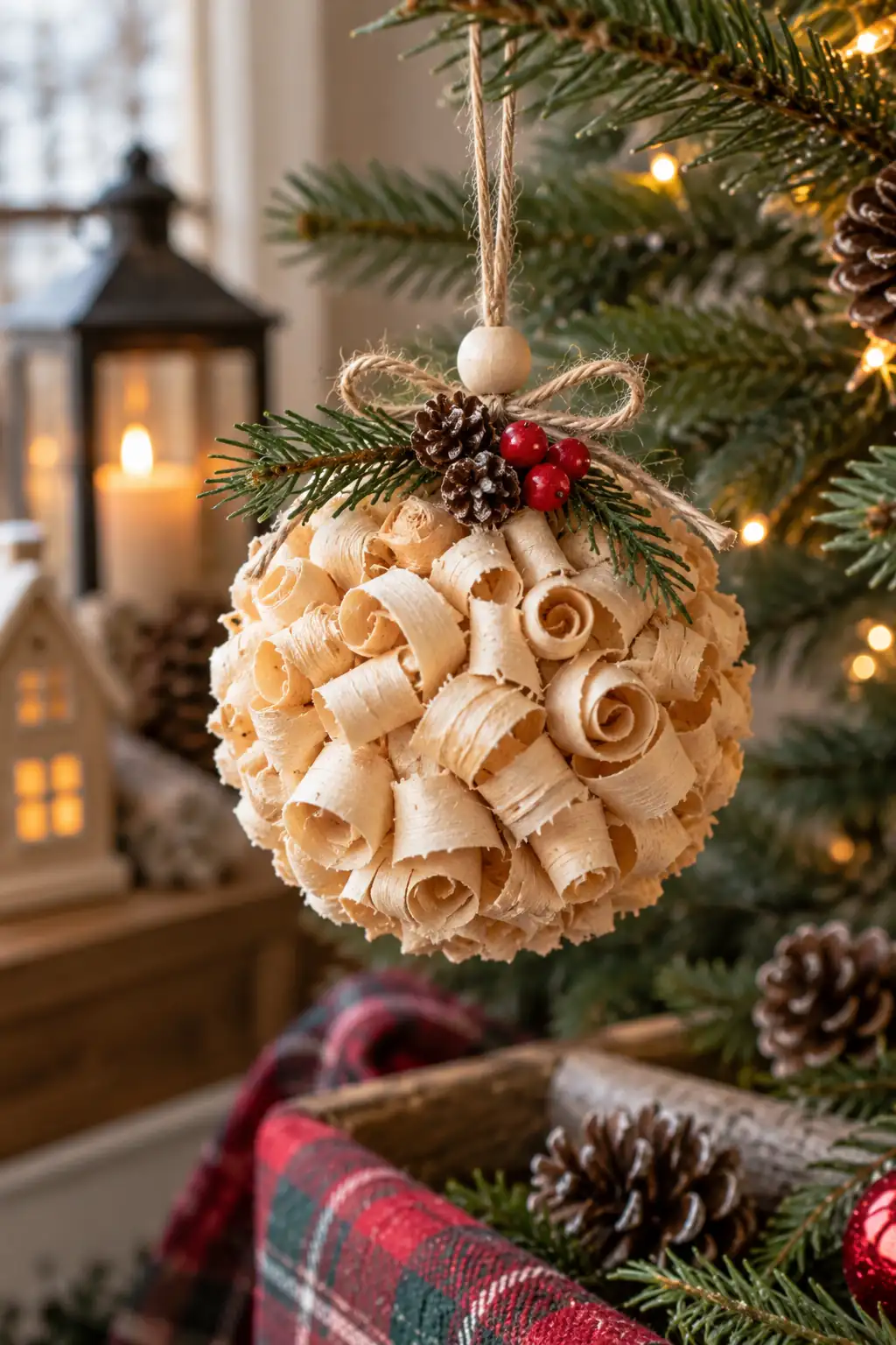 Wood Shaving Ball Christmas baubles ideas