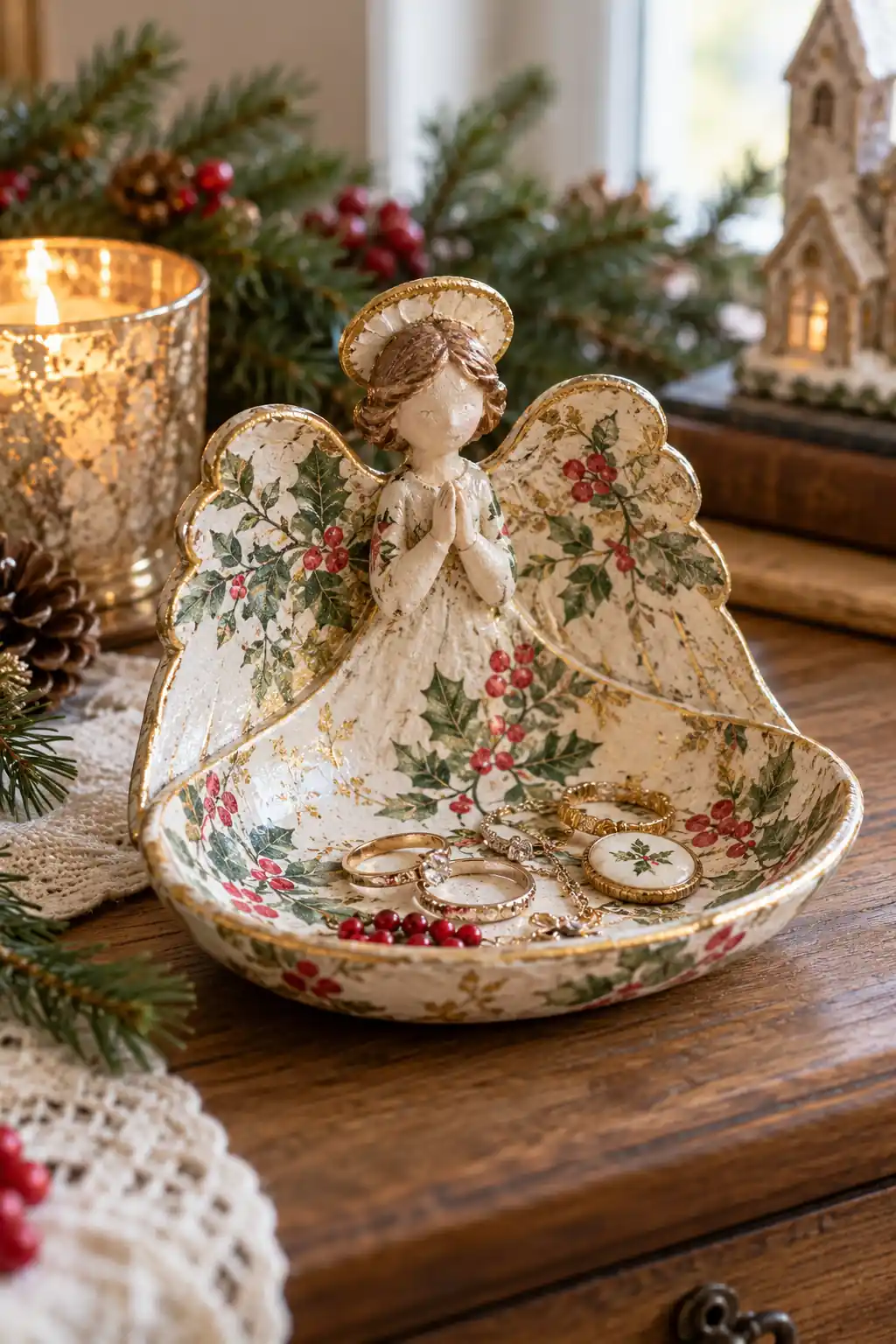 Angel Jewelry Dish decoupage Christmas ideas
