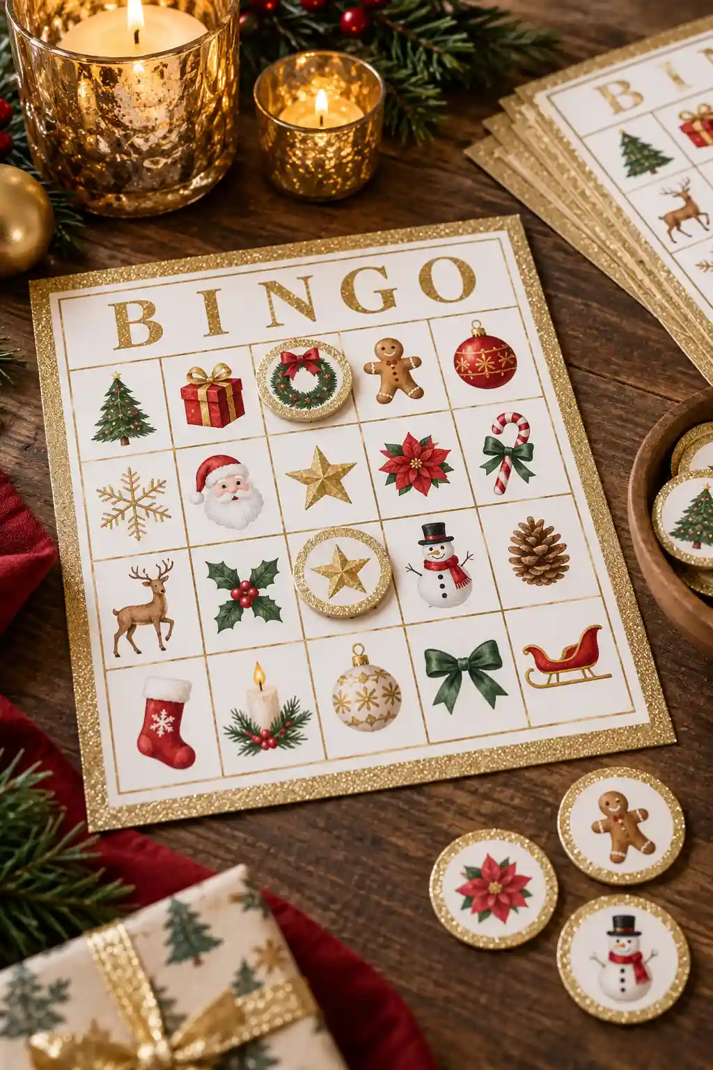 Elegant Gold Adult Bingo Christmas bingo ideas