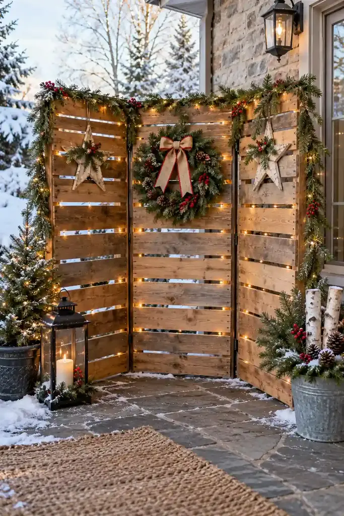 Pallet outdoor festive screen