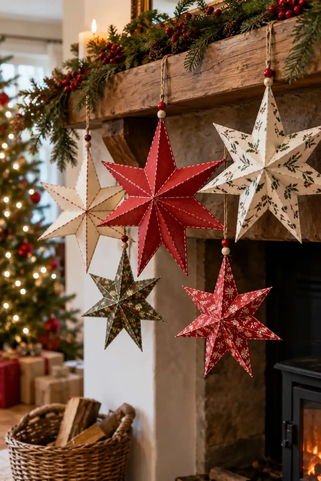 Stitched Paper Stars Christmas craft ideas