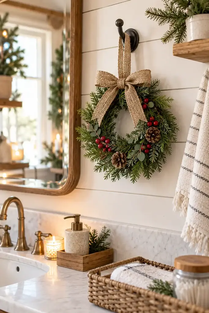 Farmhouse bathroom mini wreath