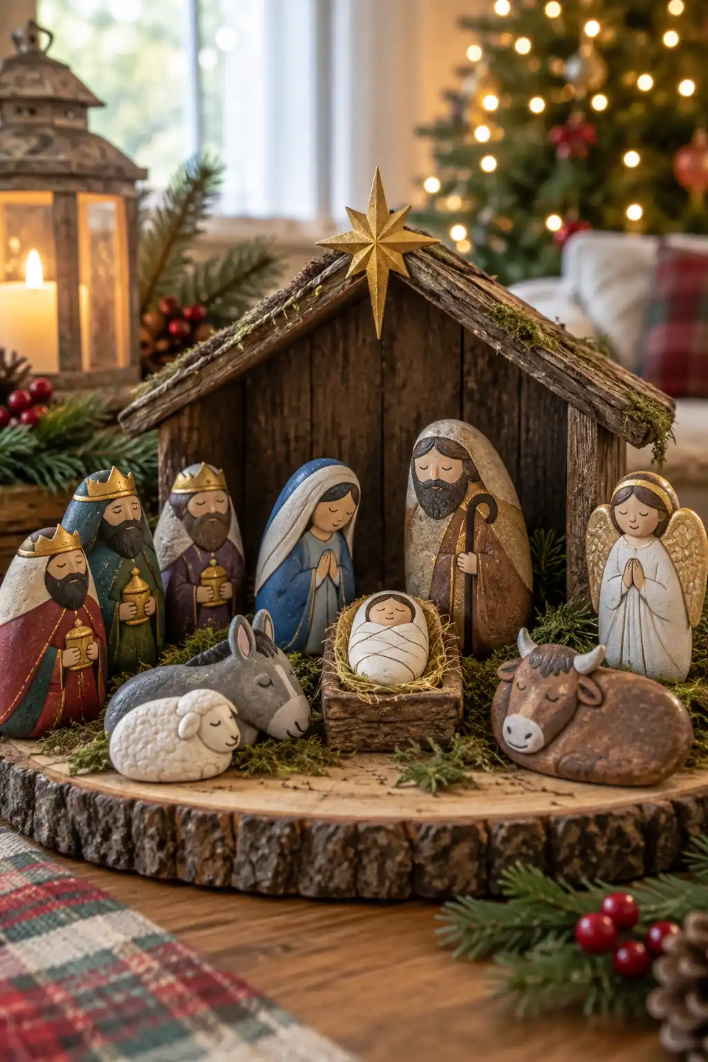 Painted Stone Nativity Christmas craft ideas