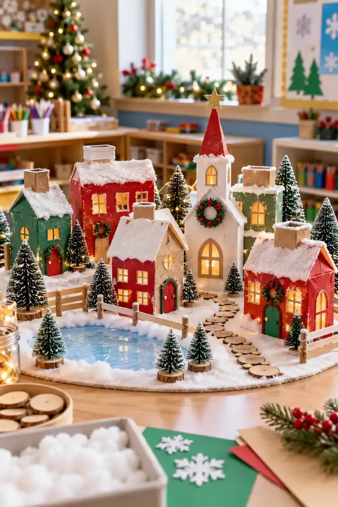 Recycled carton winter village