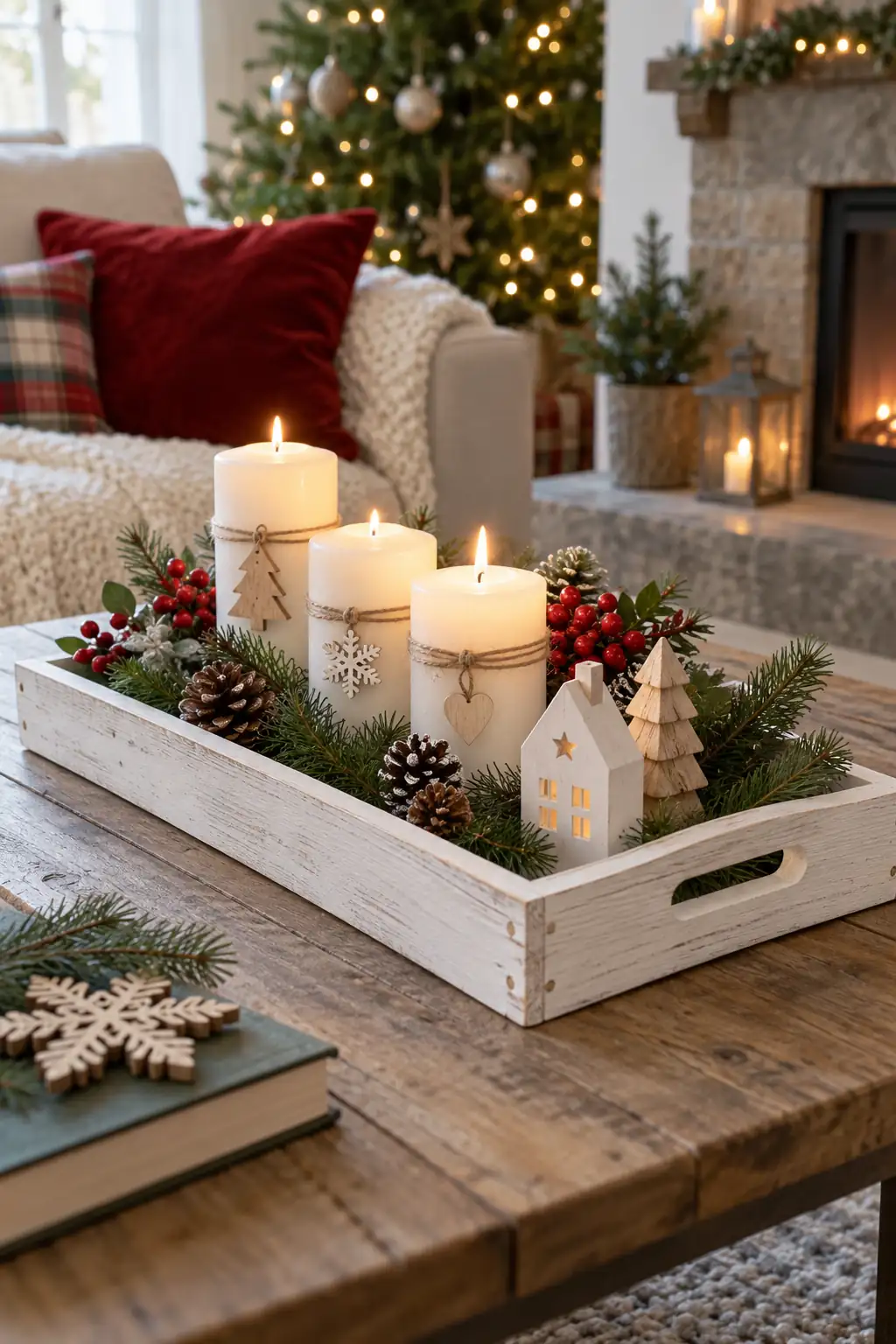 Scandinavian White Wood Tray Christmas tray ideas