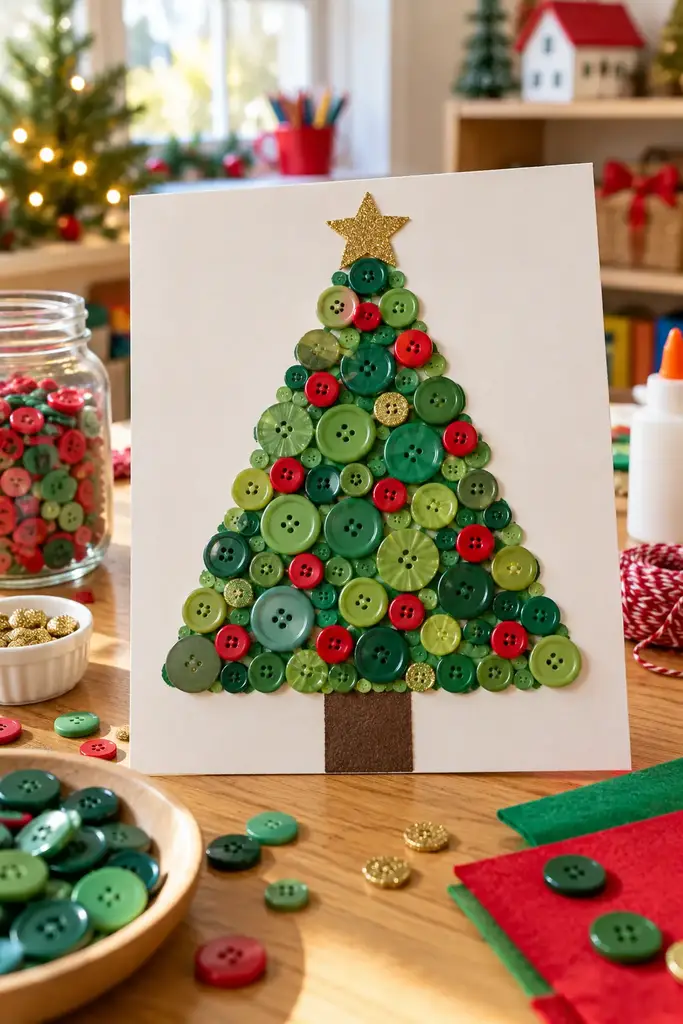 Button tree collage craft