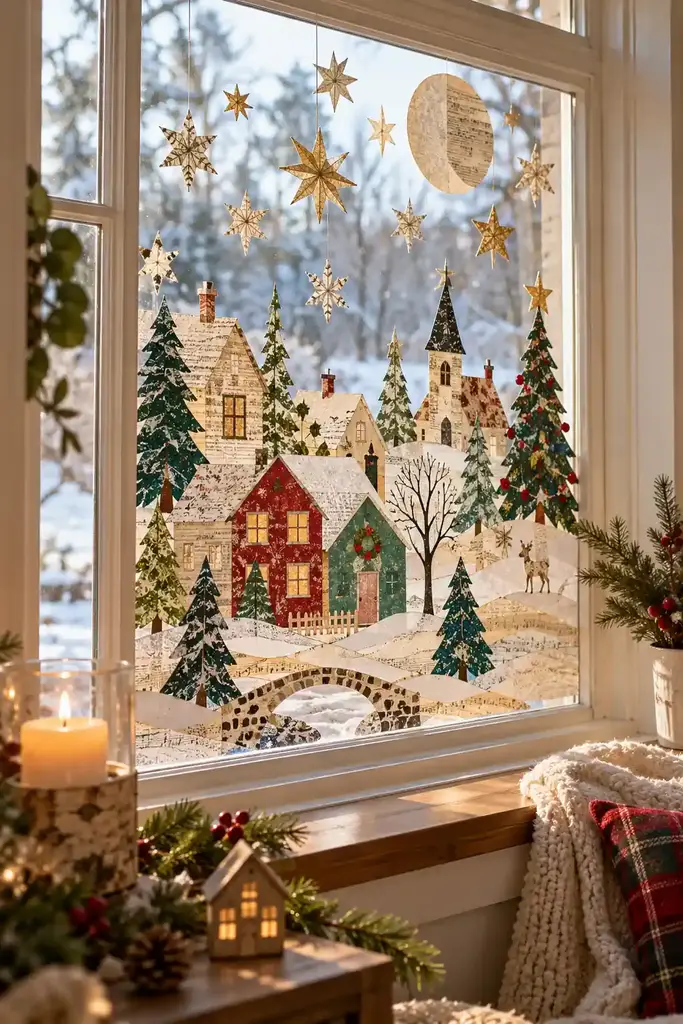 Mixed media window collage
