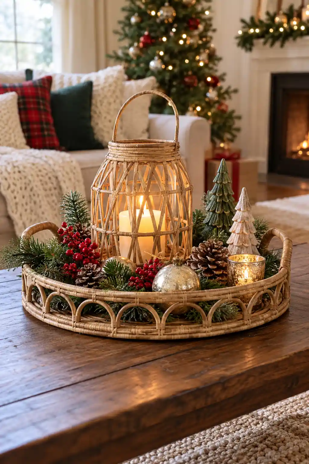 Rattan Lantern Tray Christmas tray ideas