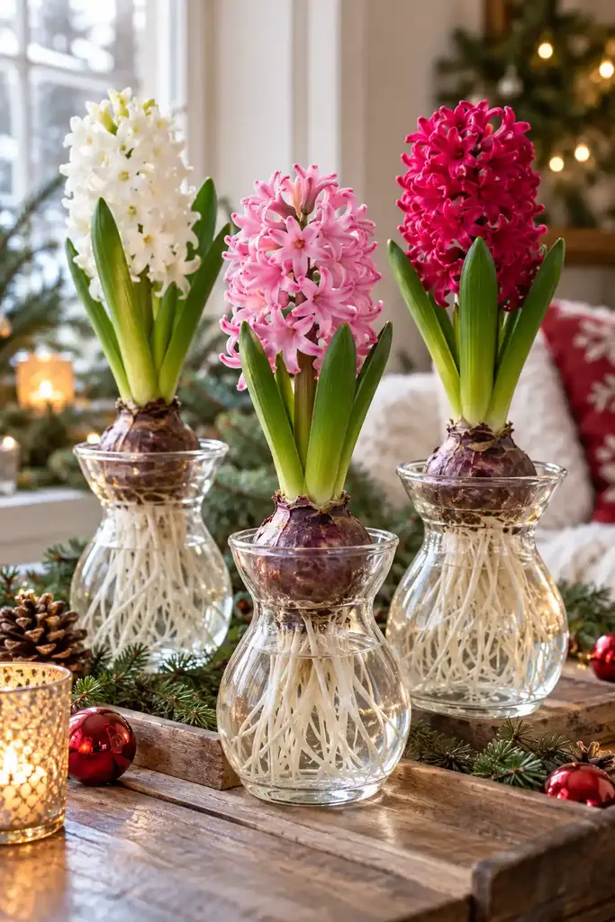 Hyacinth bulbs in glass