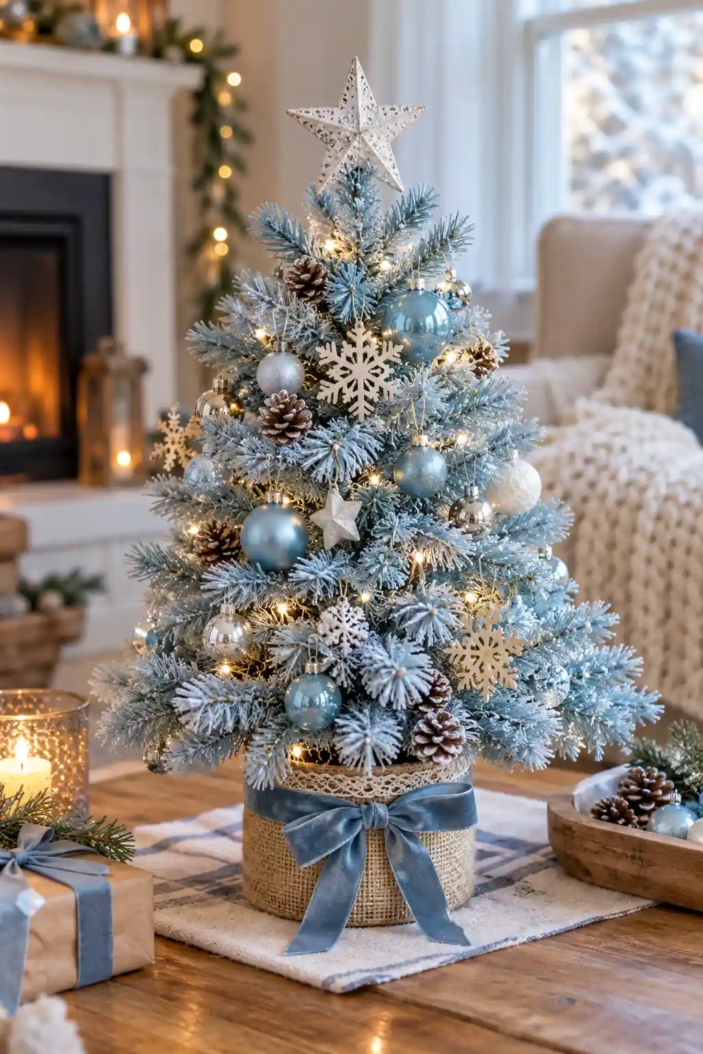 Pale Blue Mini Tree blue Christmas decoration ideas