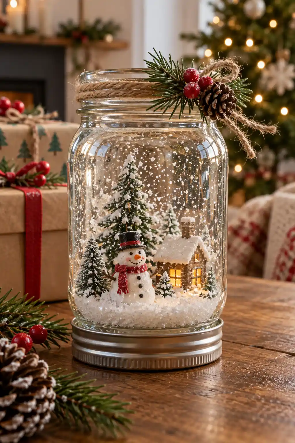 10 glass jar snow globe