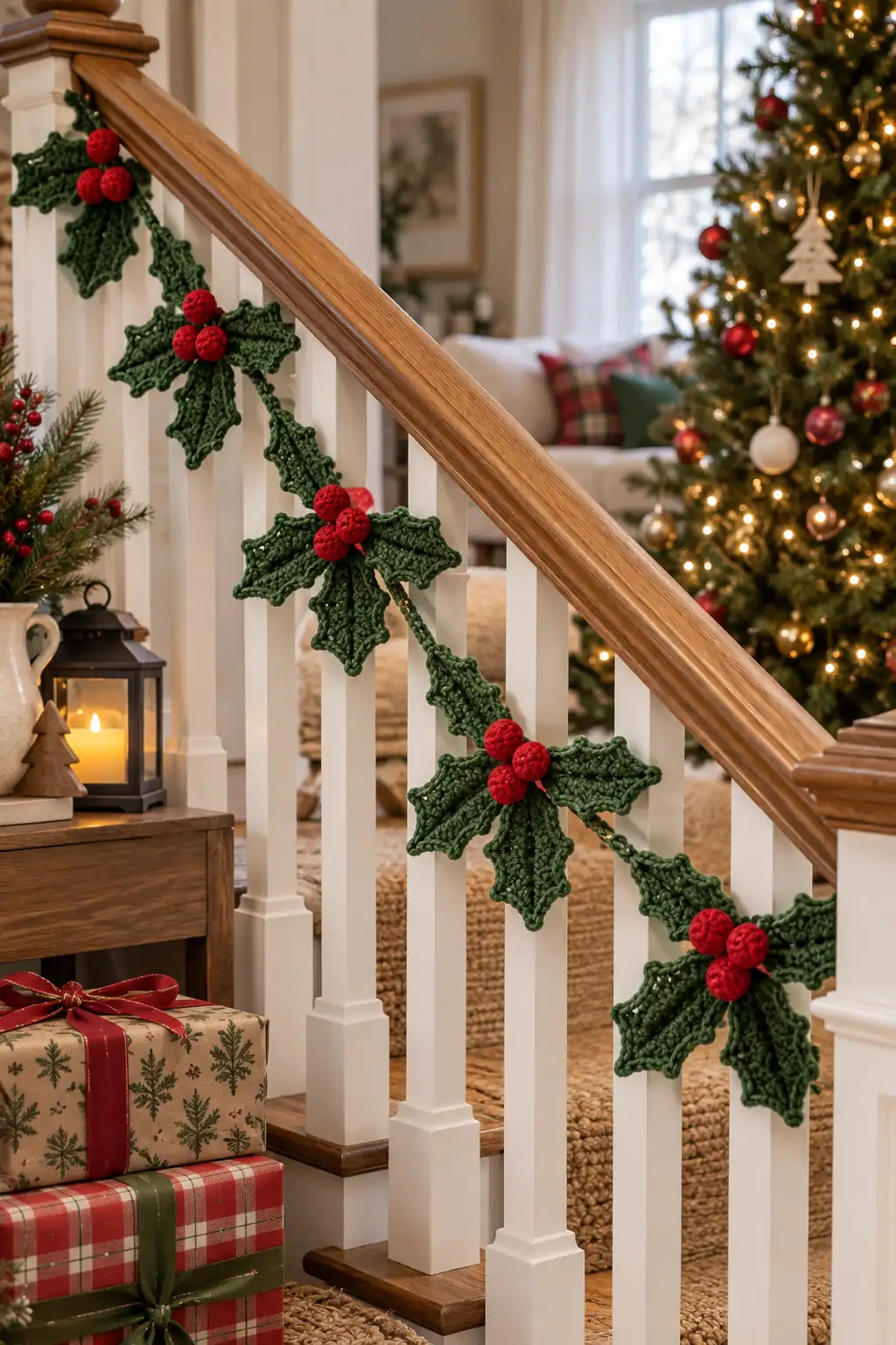 15 crochet holly garland