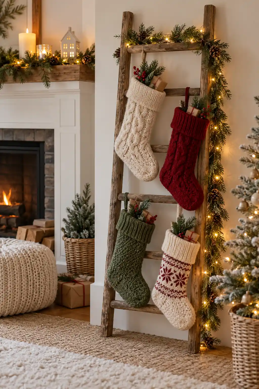 05 knitted stocking display ladder