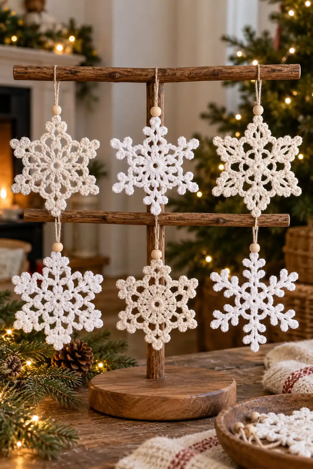 16 crochet snowflake ornament stall