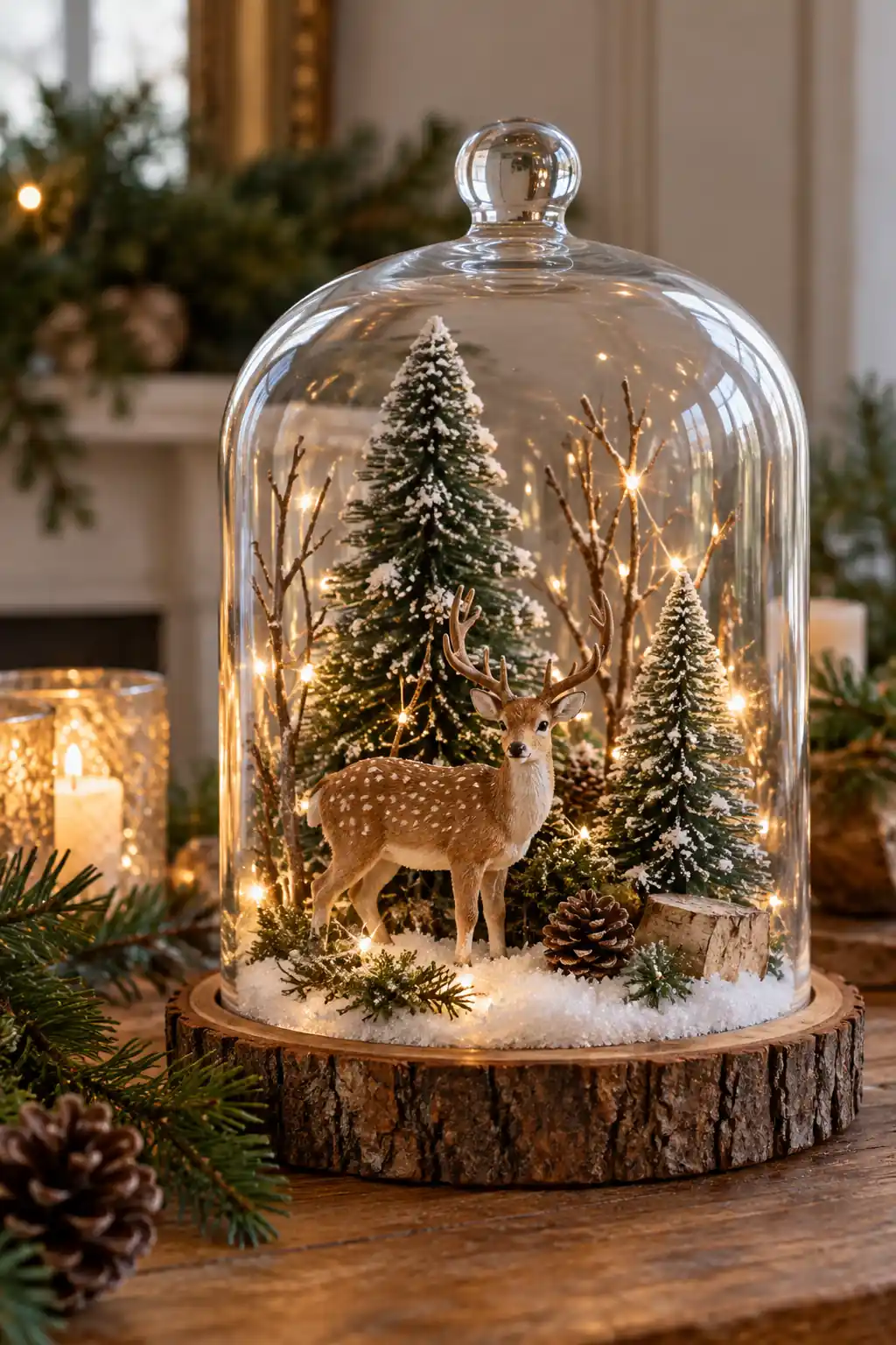 02 glass cloche woodland deer