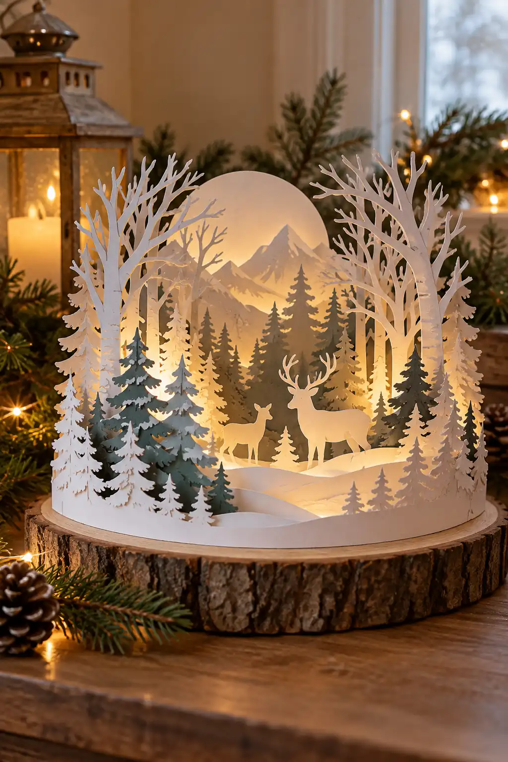 04 paper cut layered winter forest