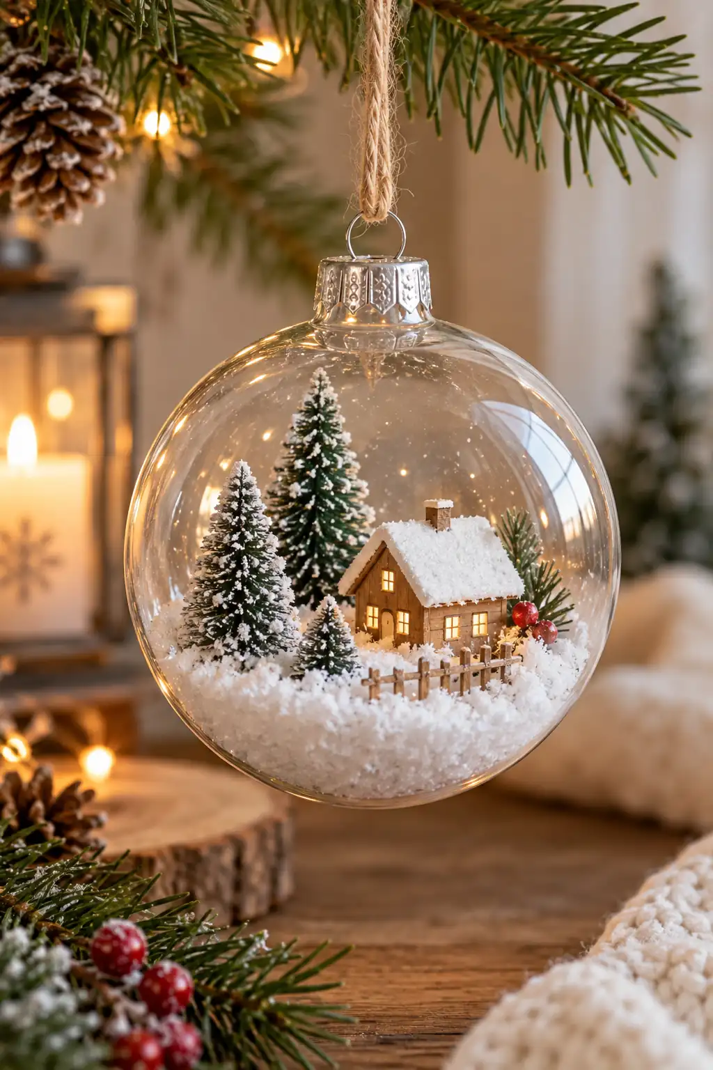 10 clear ornament winter diorama