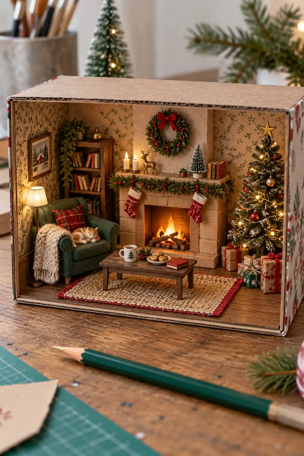13 cardboard fireplace room