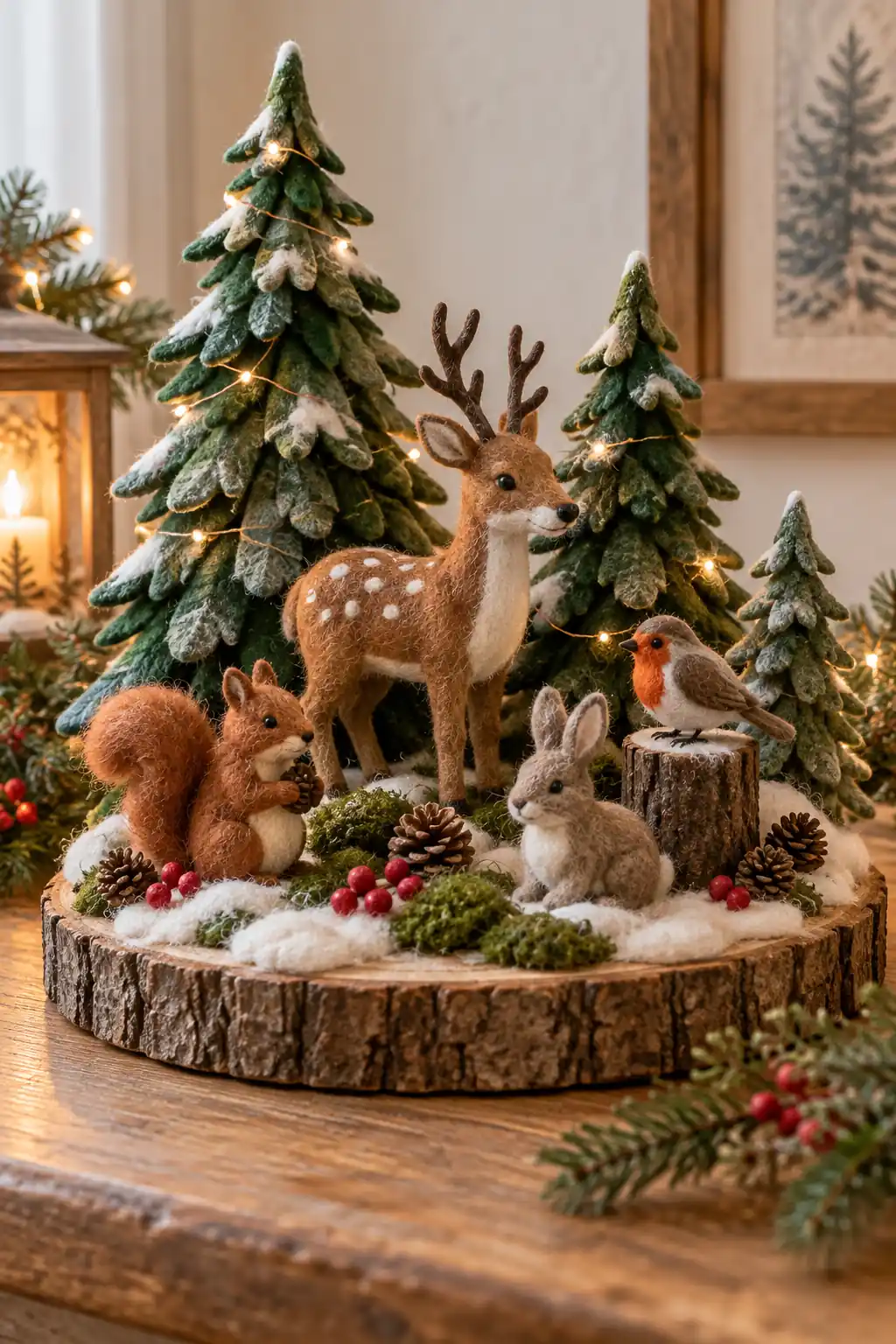 15 felt woodland scene