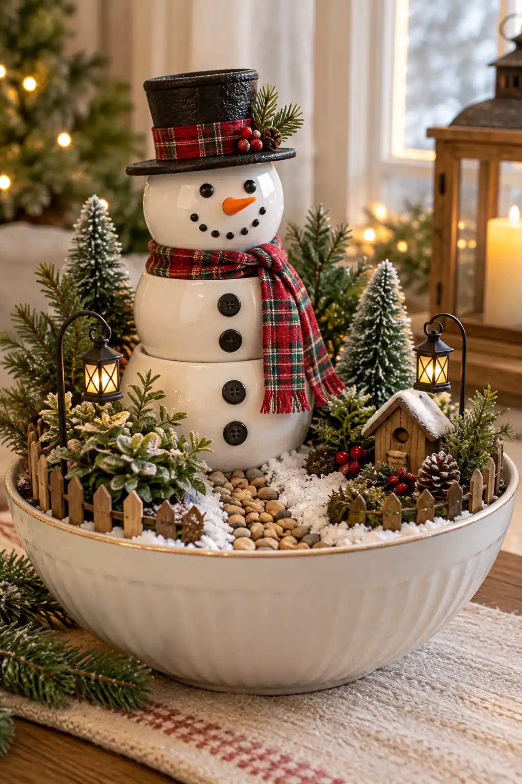 17 ceramic bowl snowman garden