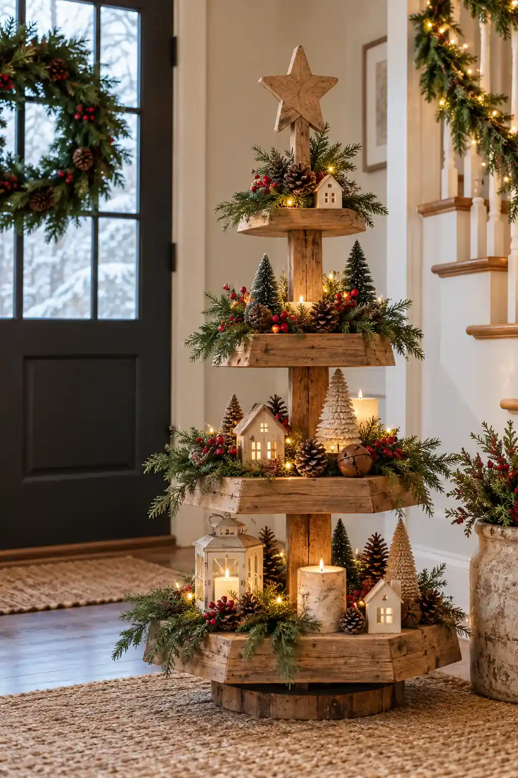 02 entryway tiered wooden tree display