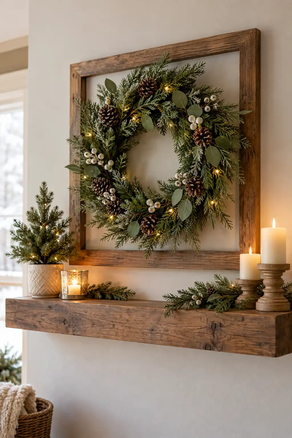 09 floating shelf framed wreath