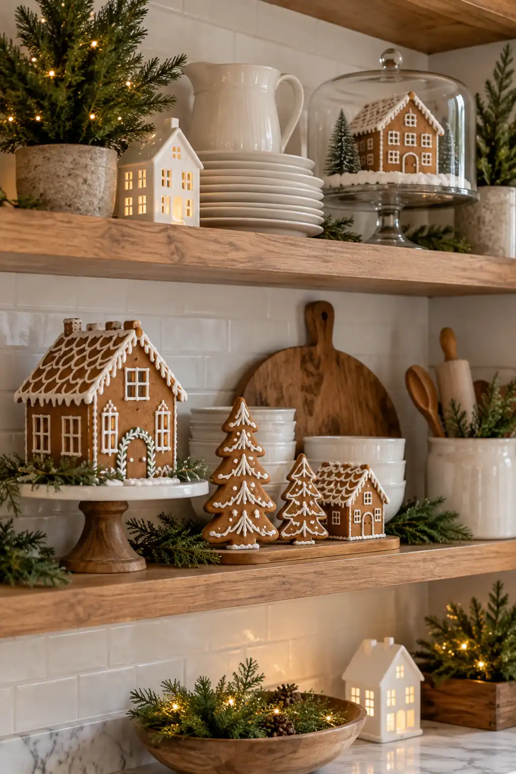 11 kitchen open shelf gingerbread display