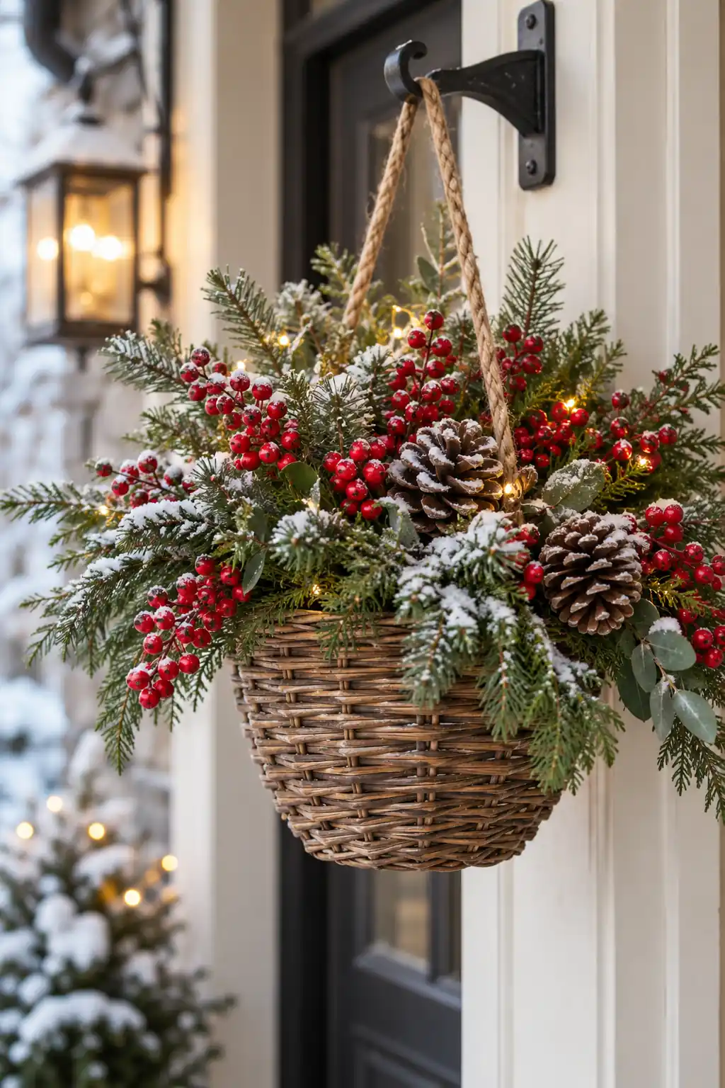 12 snowy berry basket hanging