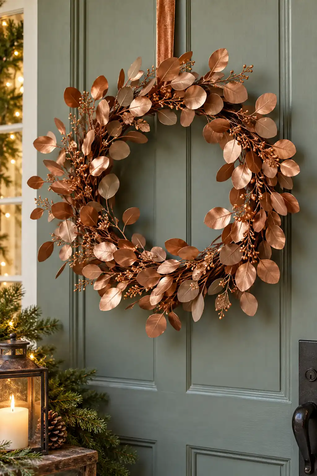13 copper eucalyptus wreath
