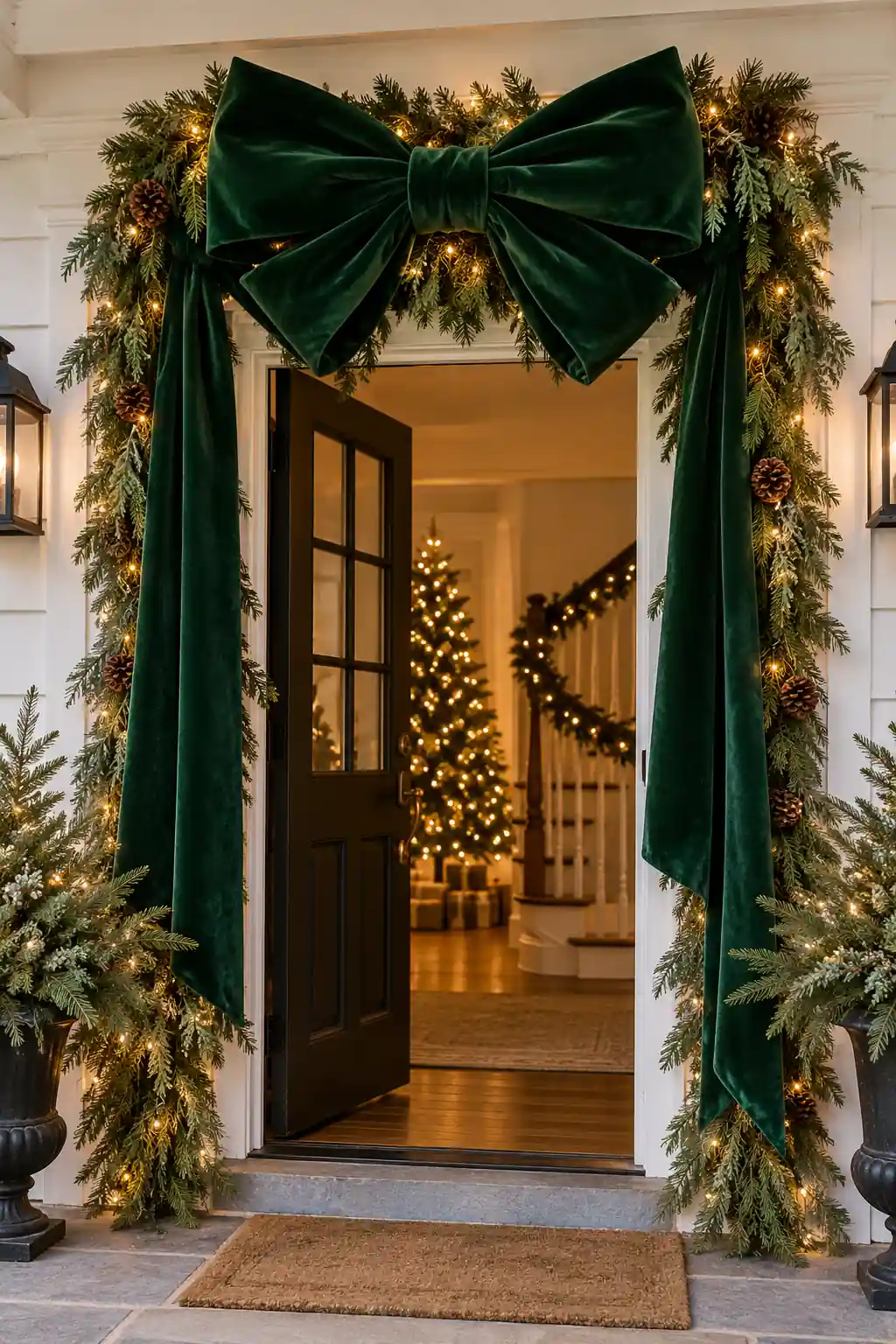 23 green velvet bow doorway