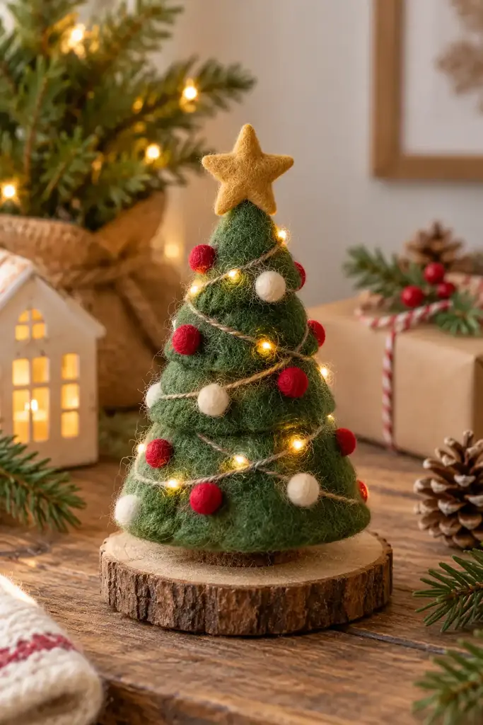 Needle felted miniature christmas tree, one of these christmas felting ideas