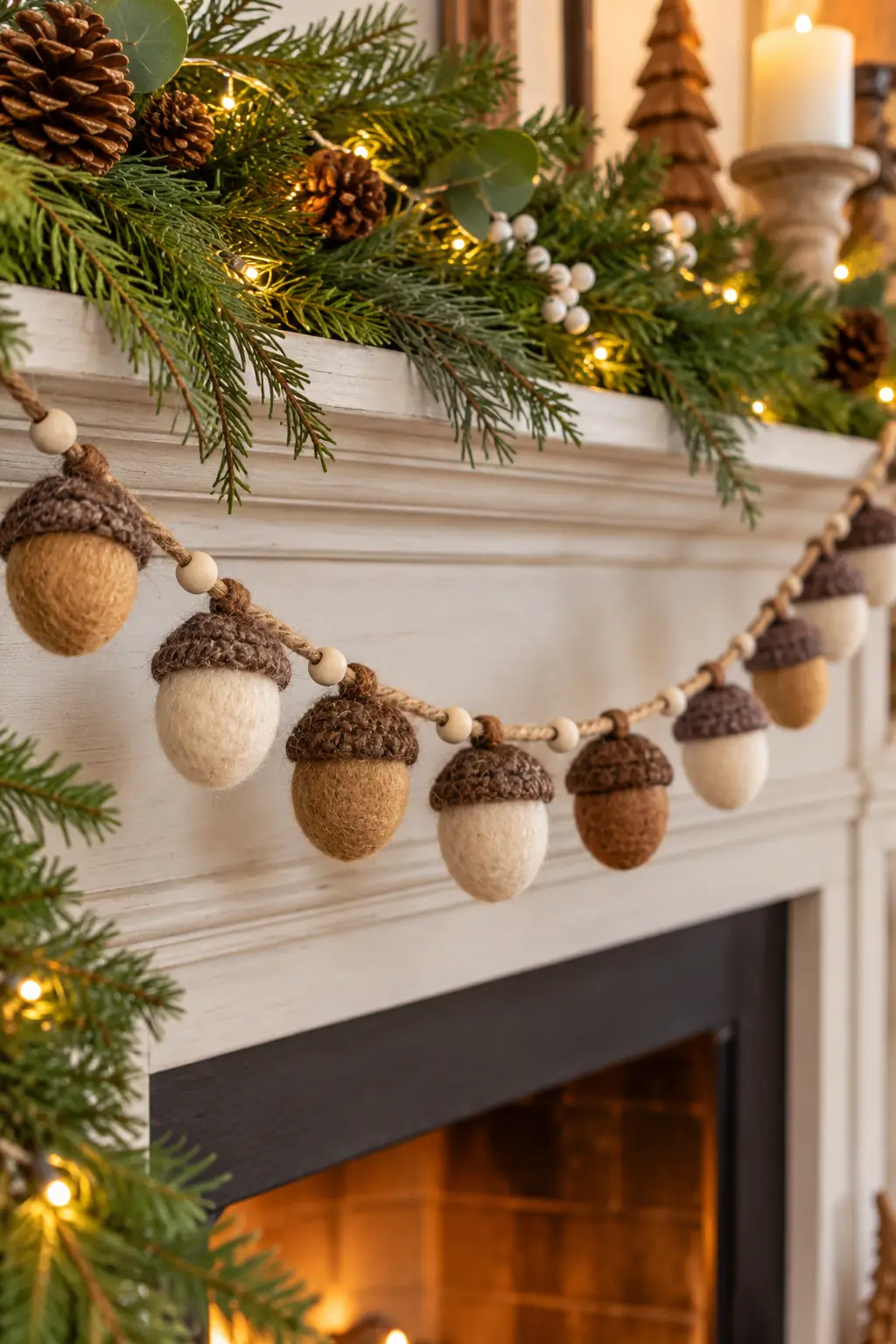 08 felted wool acorn garland