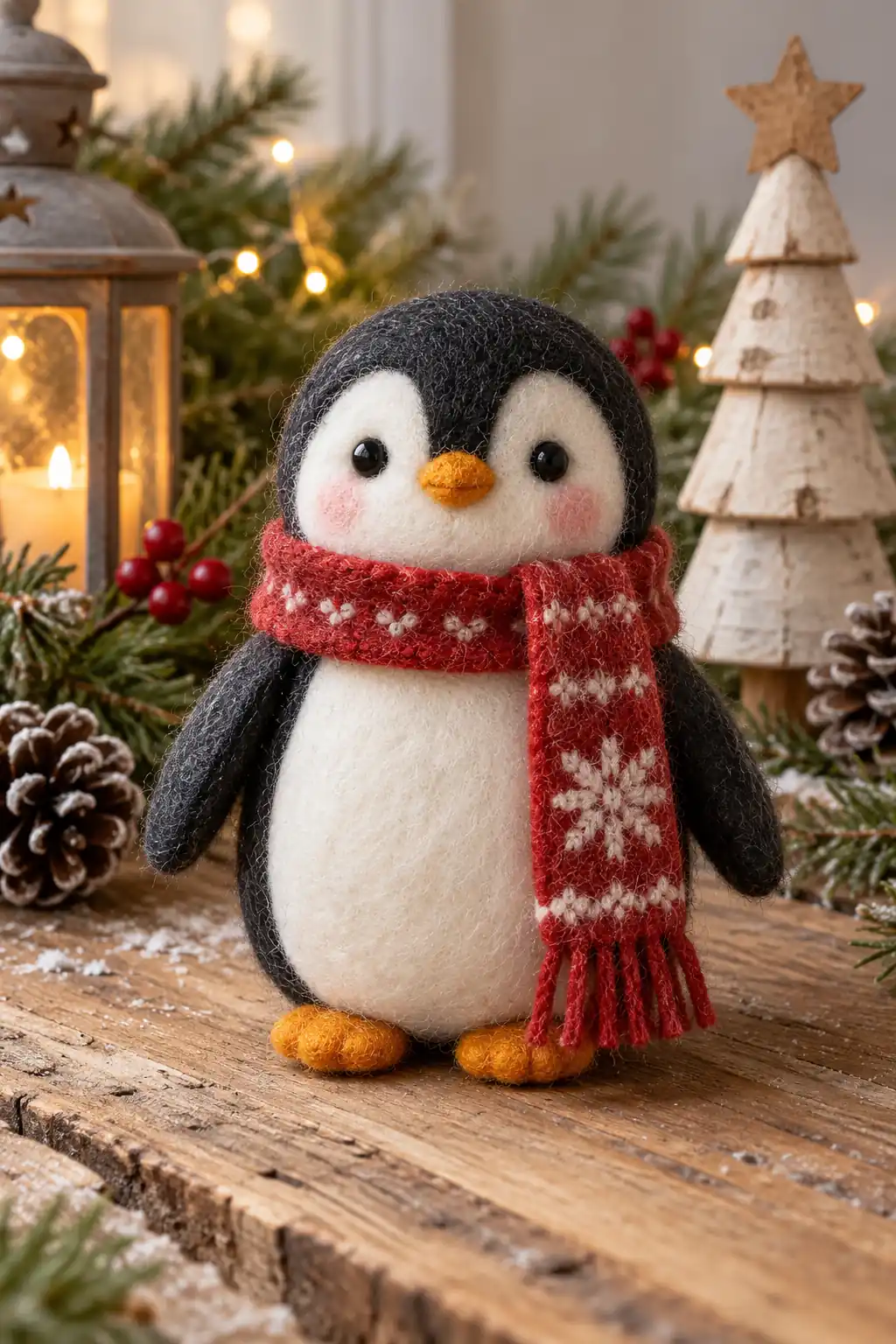 09 felted penguin with scarf