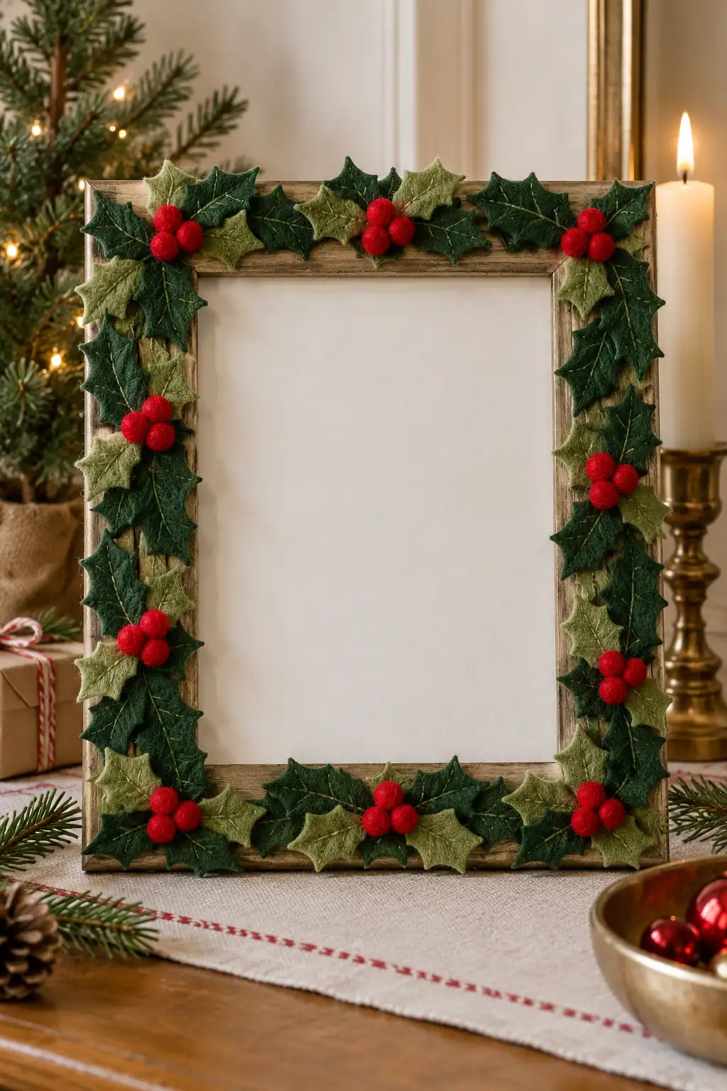 06 felt holly border frame