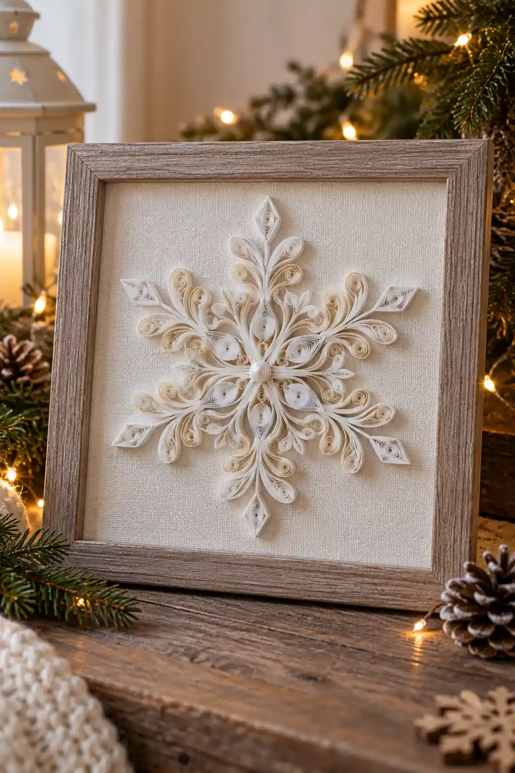 12 paper quilled snowflake frame