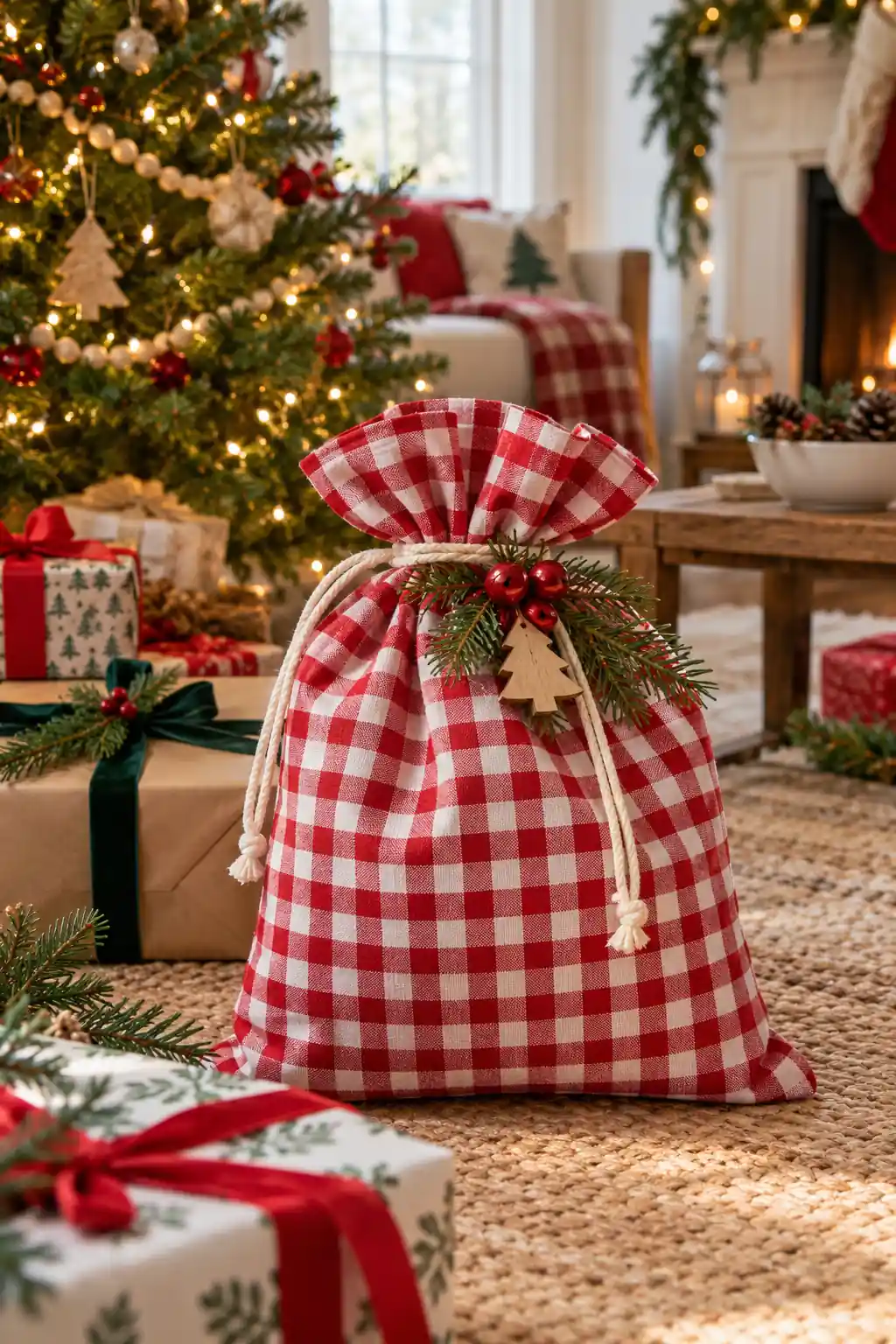 05 gingham fabric bag