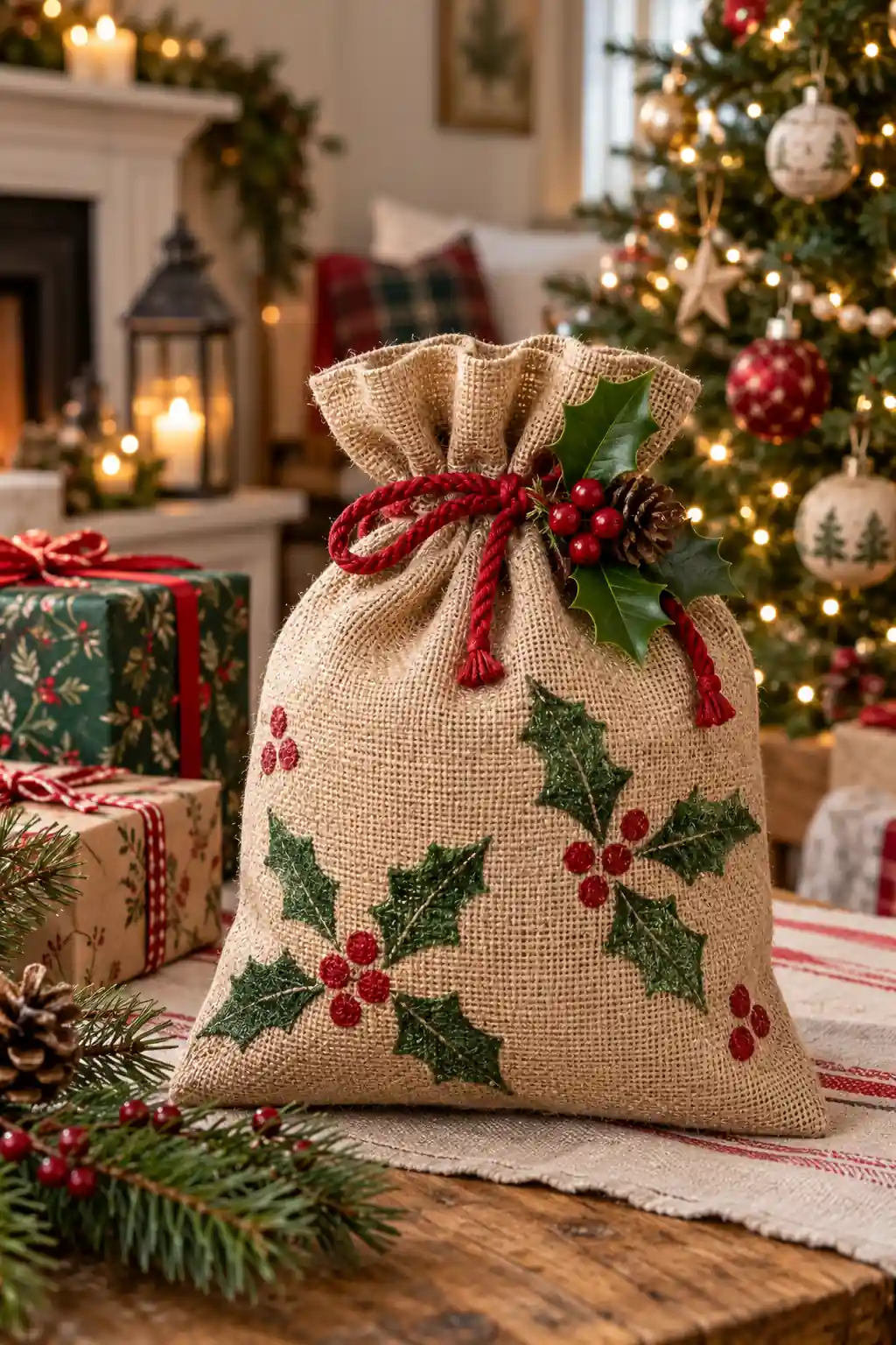 11 burlap holly bag
