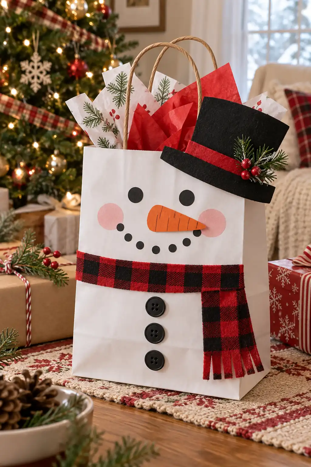 12 snowman paper bag