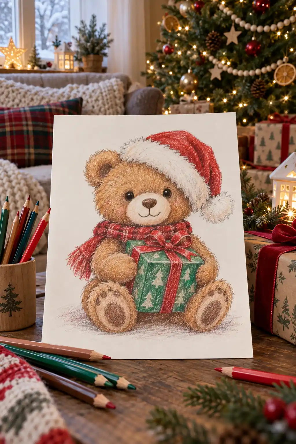 04 colored pencil teddy gift