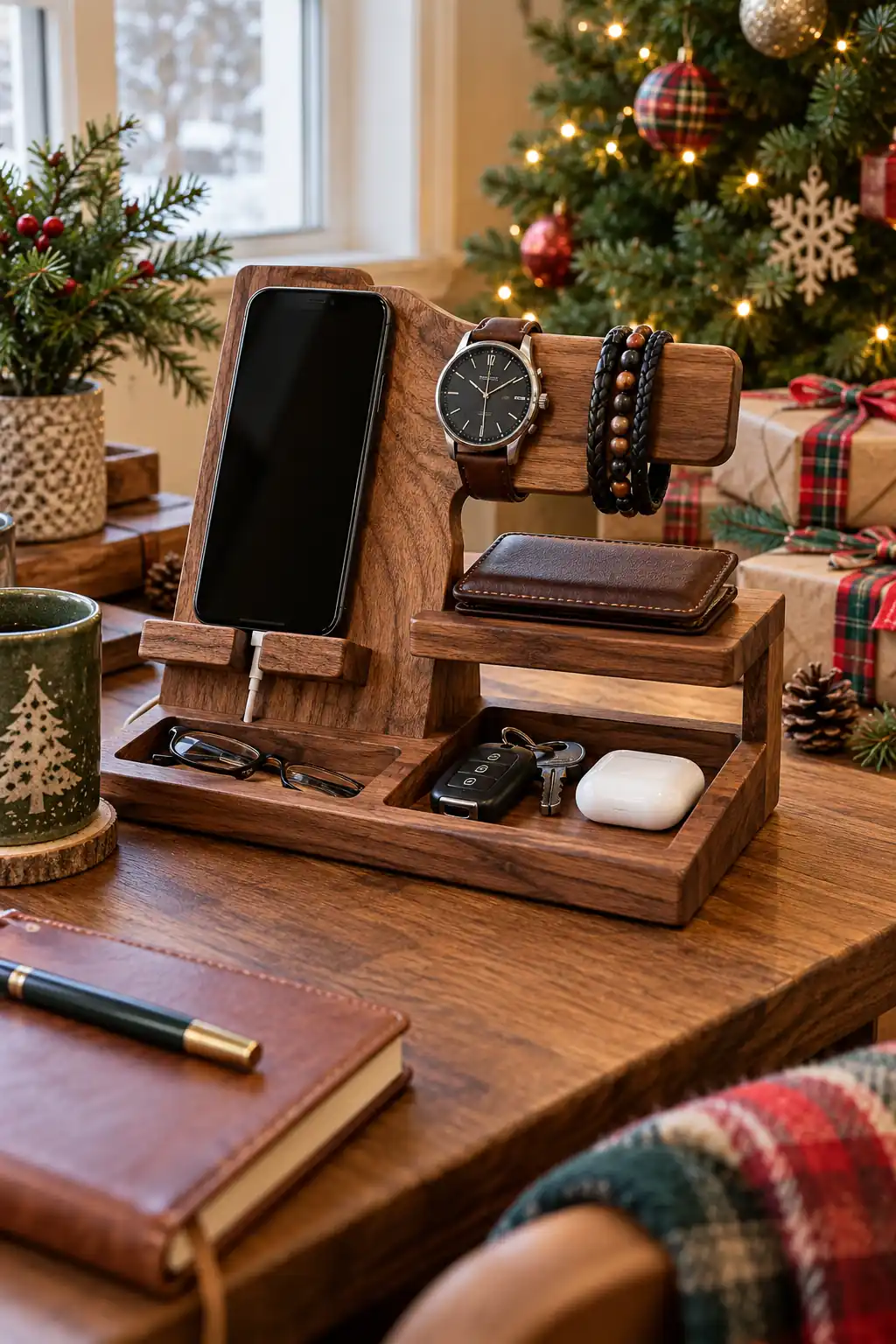 Wood desk docking station, one of these christmas gift ideas for him