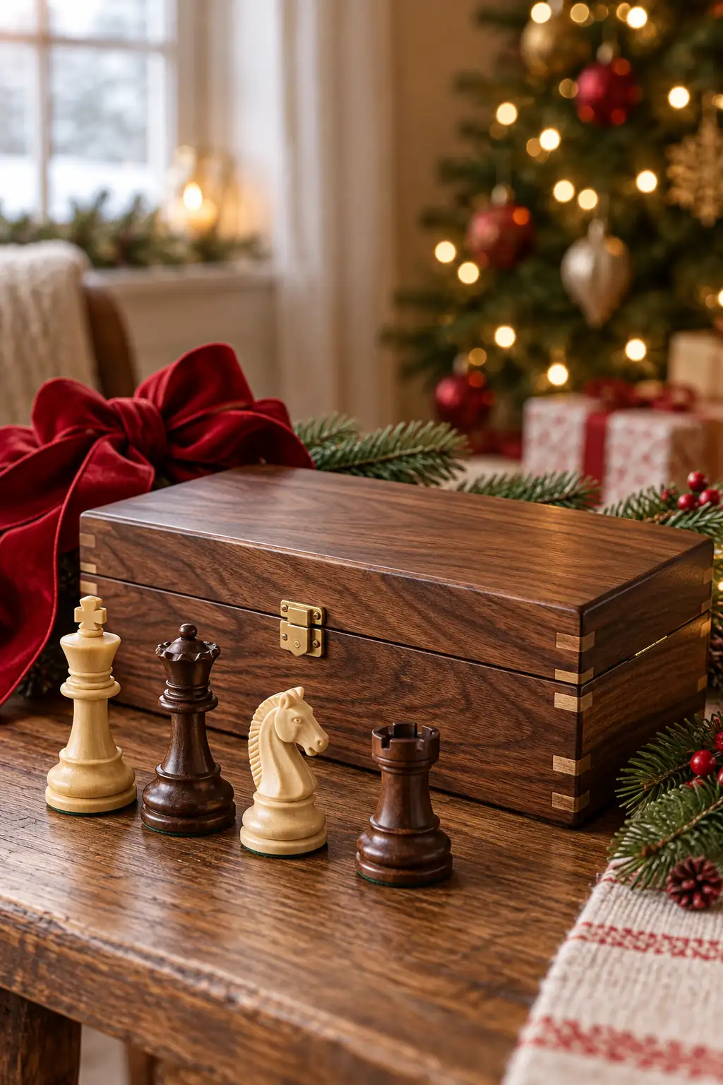 06 wooden chess set
