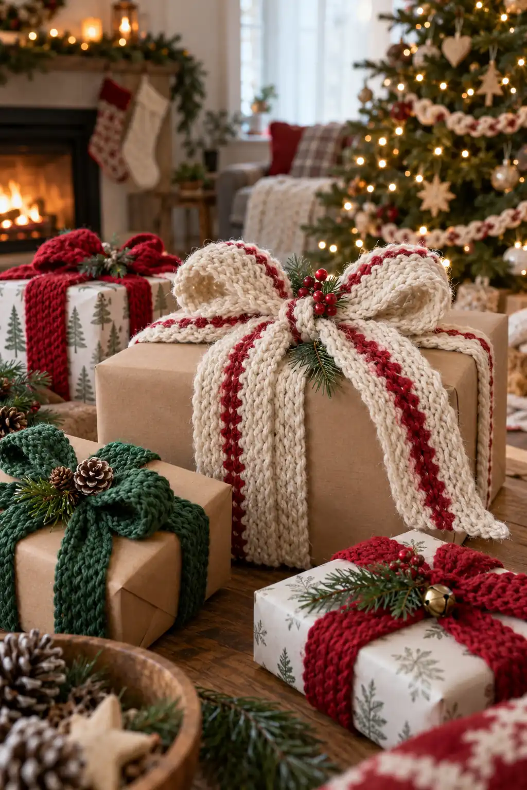 09 knitted ribbon wrap