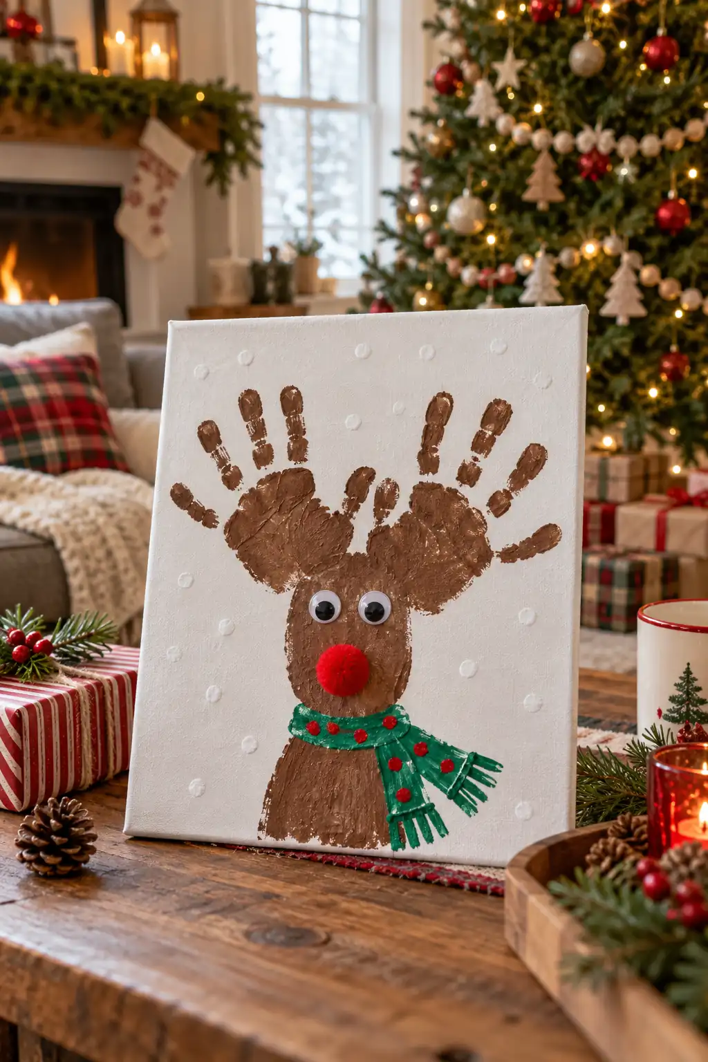 Handprint canvas, one of these christmas gifts for preschoolers