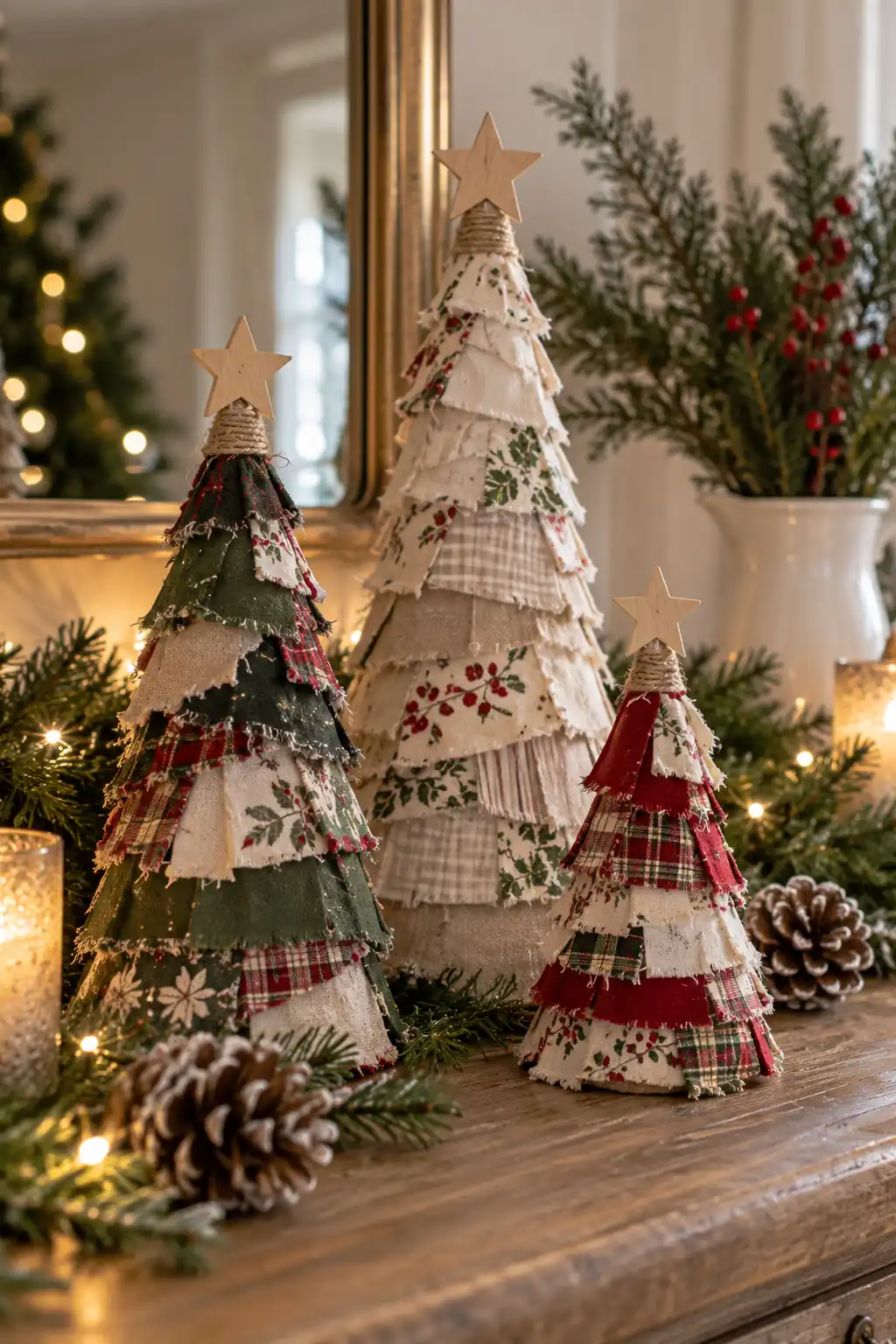 04 fabric scrap cone trees