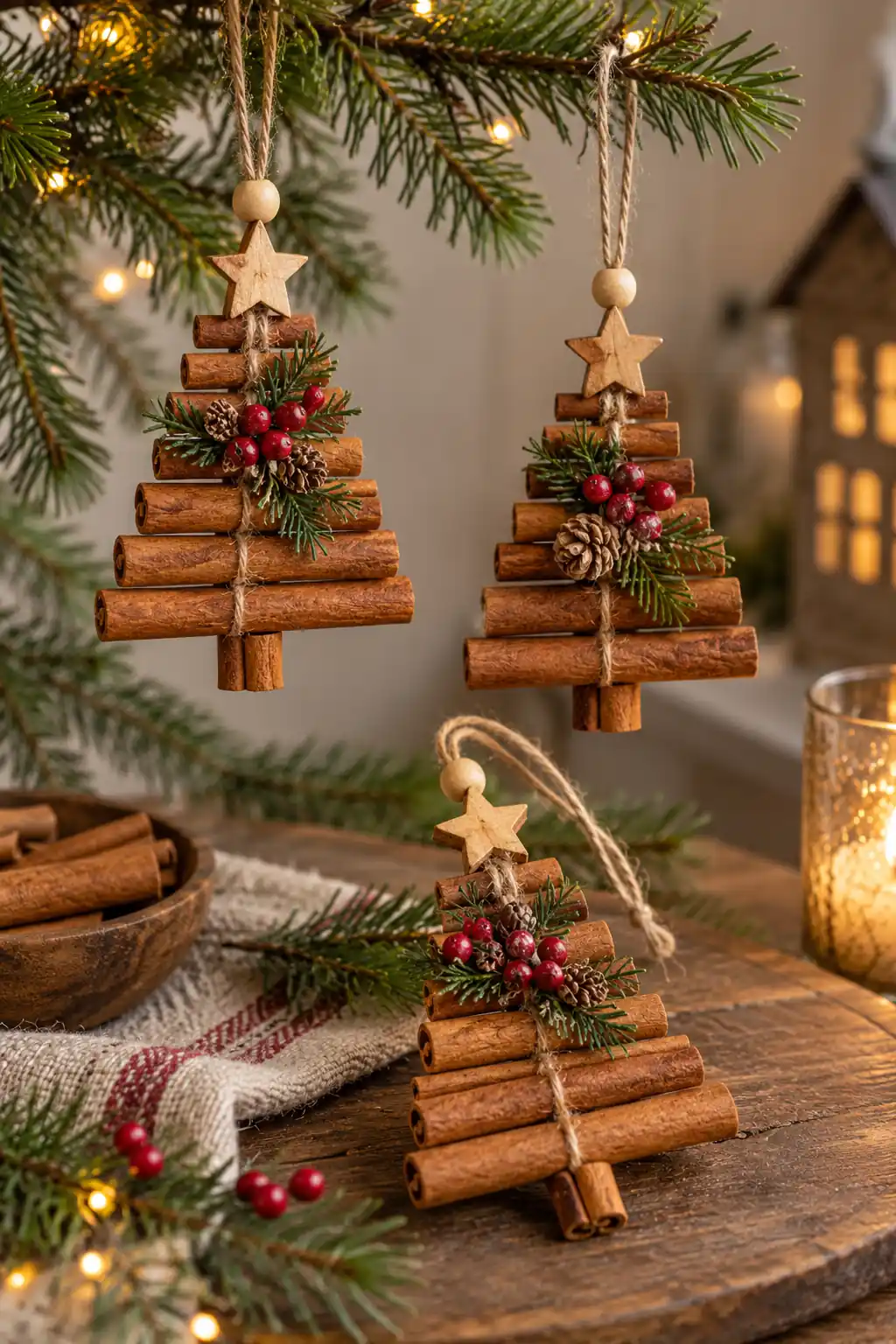 11 cinnamon stick tree ornaments