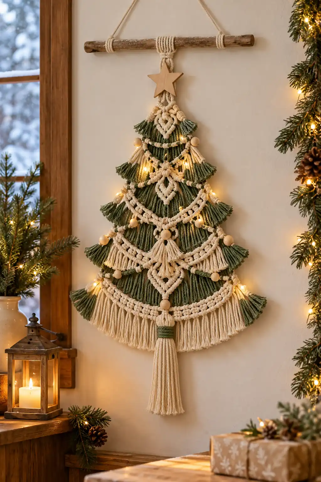 12 macrame christmas tree wall hanging