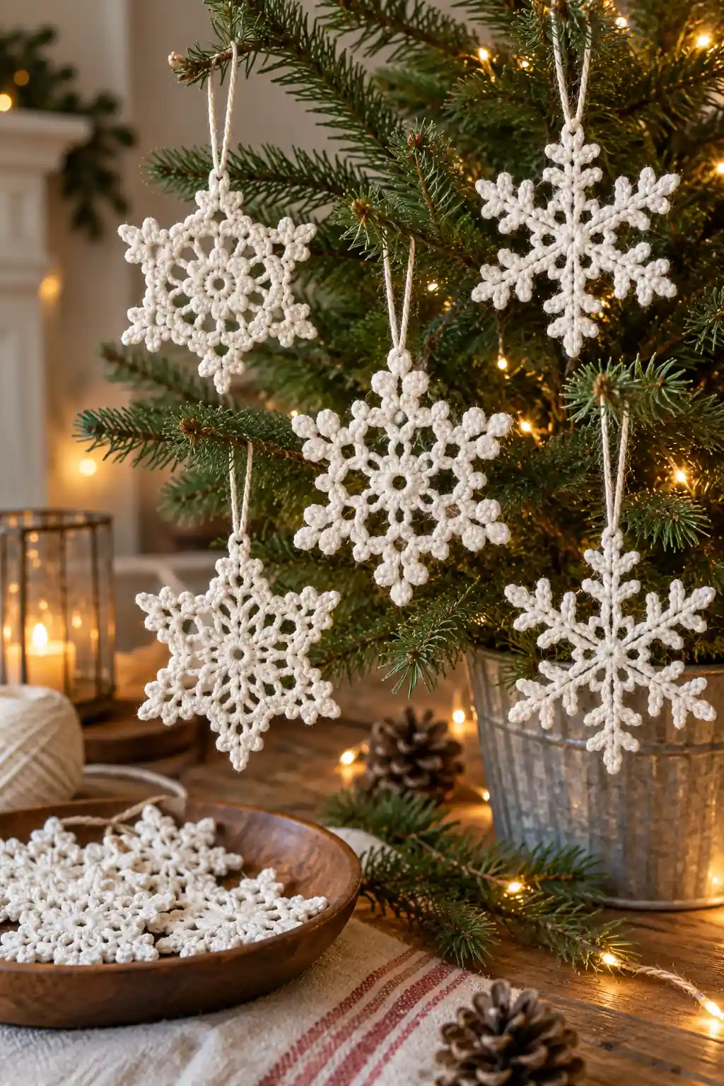 14 crochet snowflake ornaments