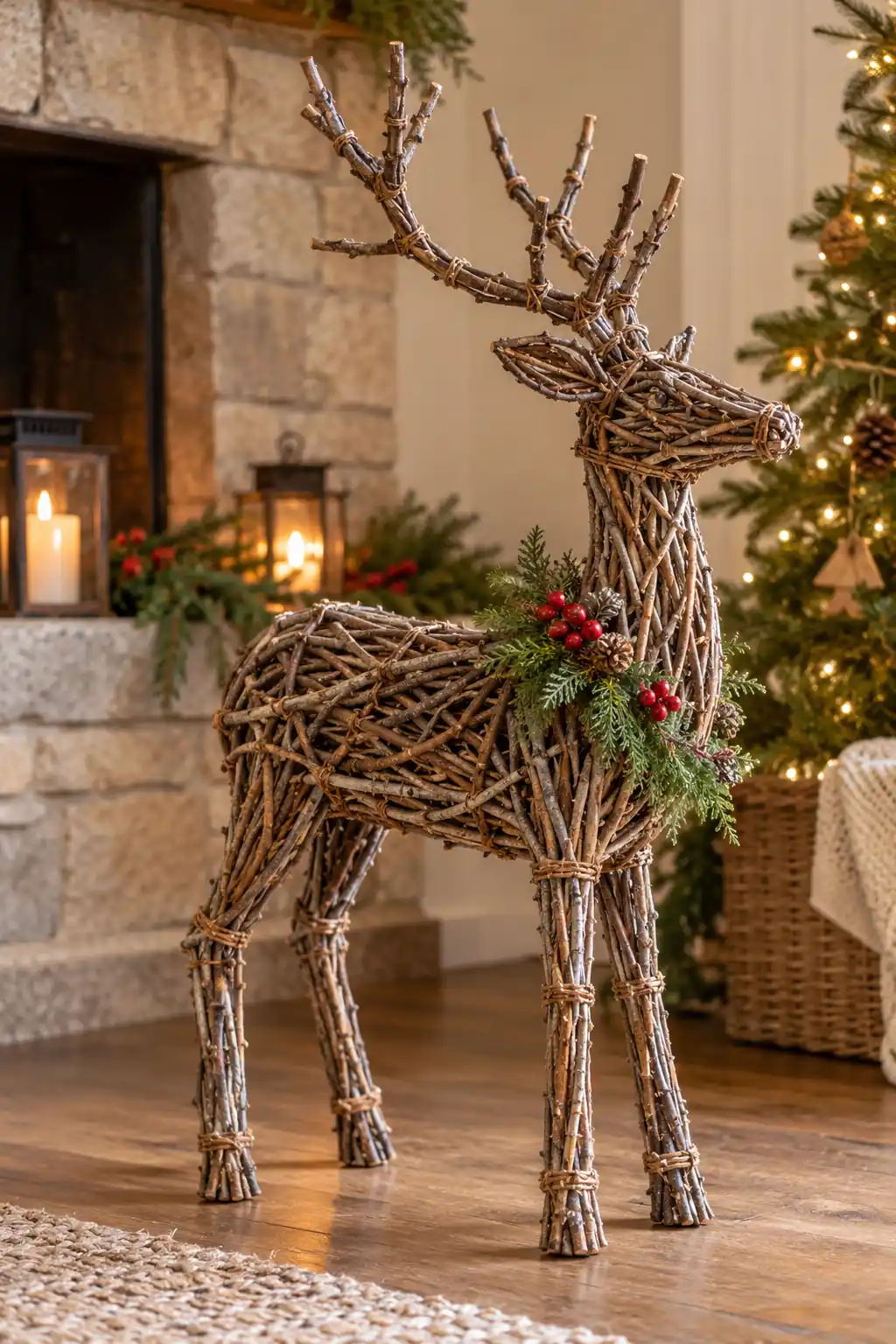 17 twig reindeer sculpture