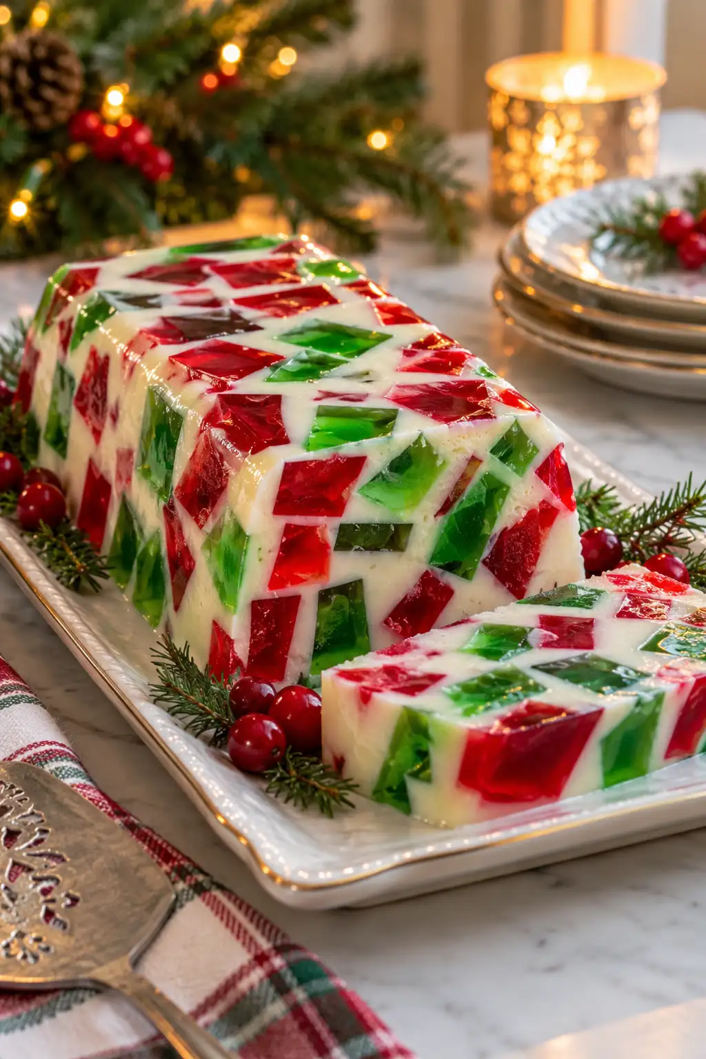05 broken glass red green gelatin loaf